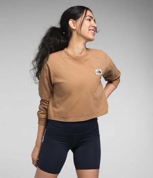The North Face Long Sleeve Heritage Patch Tişört Kadın Kahverengi | TÜRKIYE GNET
