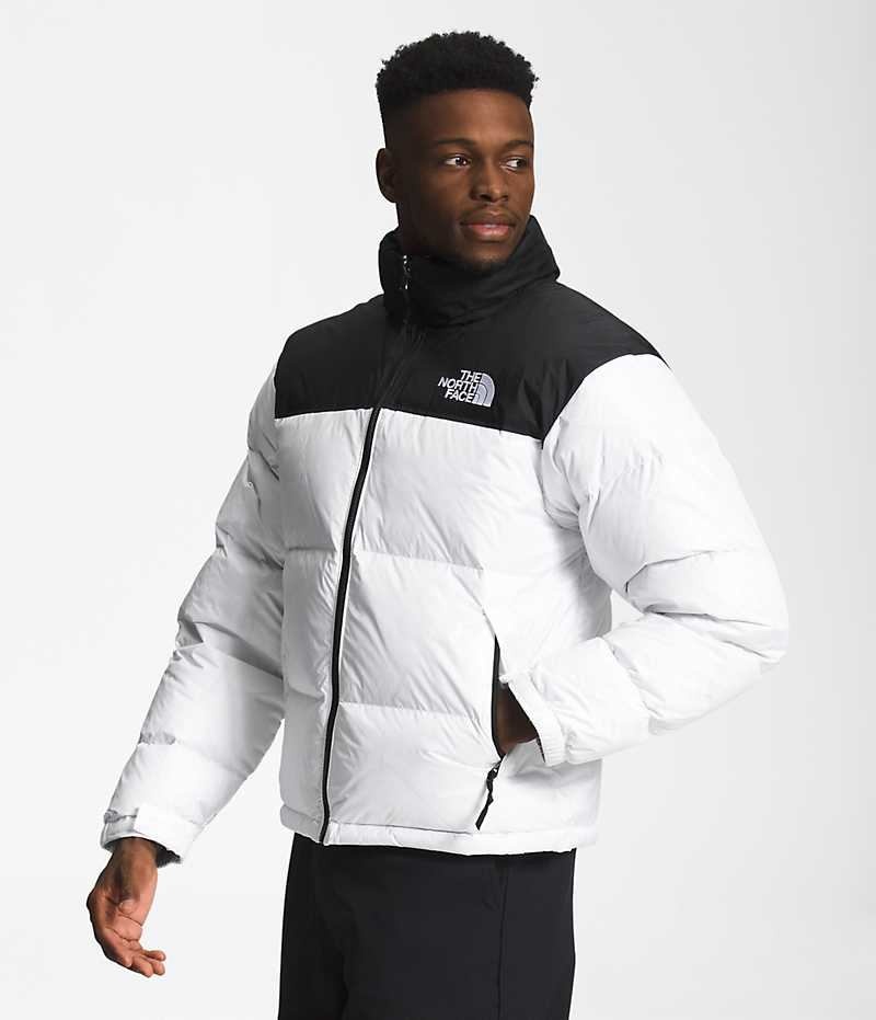 The North Face 1996 Retro Nuptse Aşağı Ceket Erkek Beyaz Siyah | TÜRKIYE ANOY