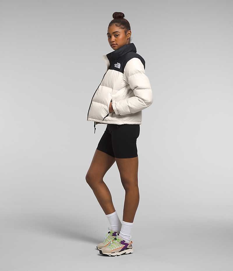 The North Face 1996 Retro Nuptse Aşağı Ceket Kadın Beyaz Siyah | ISTANBUL MGAW