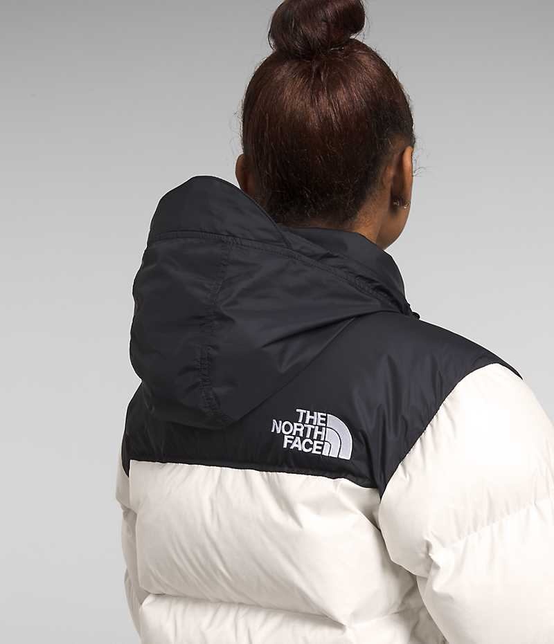 The North Face 1996 Retro Nuptse Aşağı Ceket Kadın Beyaz Siyah | ISTANBUL MGAW