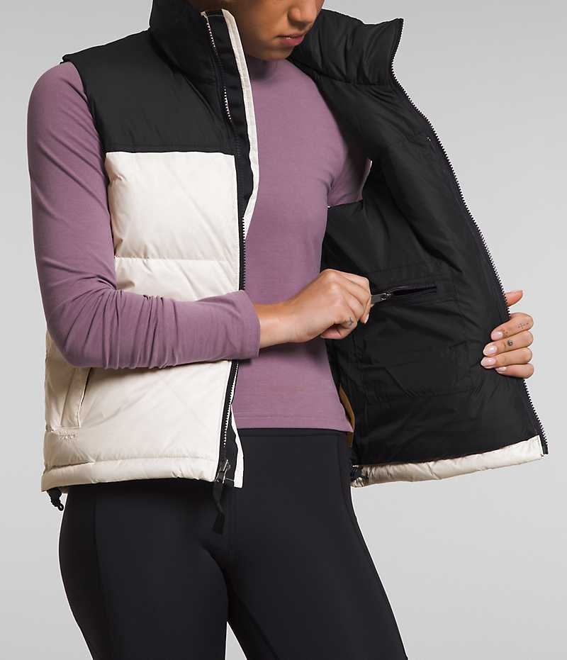 The North Face 1996 Retro Nuptse Aşağı Yelek Kadın Beyaz Siyah | TÜRKIYE UHGL
