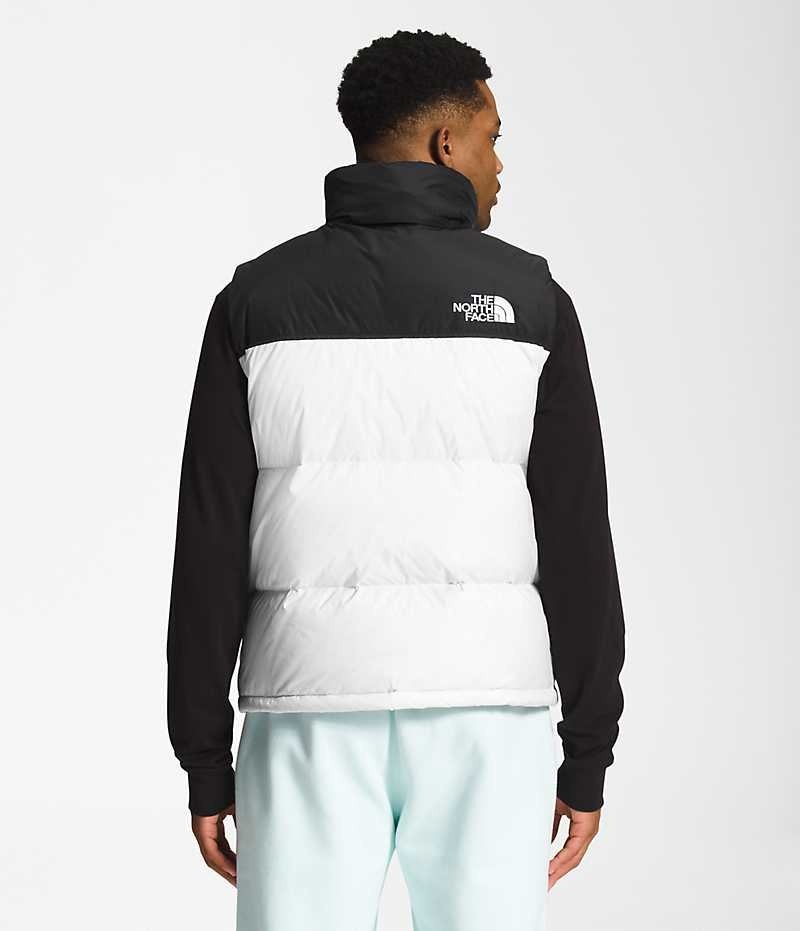 The North Face 1996 Retro Nuptse Aşağı Yelek Erkek Beyaz Siyah | TÜRKIYE GZTF