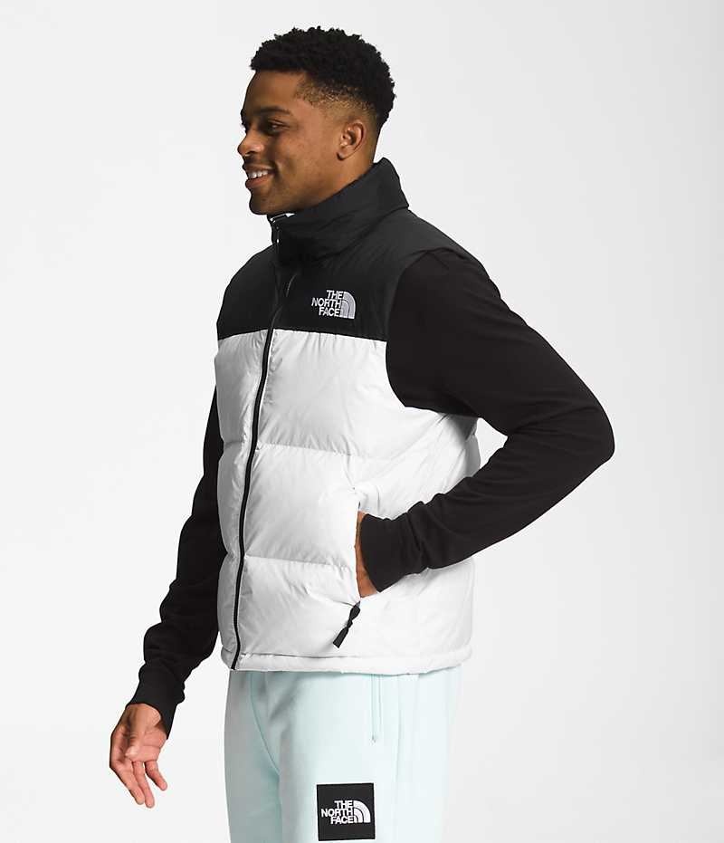 The North Face 1996 Retro Nuptse Aşağı Yelek Erkek Beyaz Siyah | TÜRKIYE GZTF