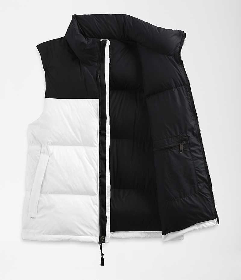 The North Face 1996 Retro Nuptse Aşağı Yelek Erkek Beyaz Siyah | TÜRKIYE GZTF