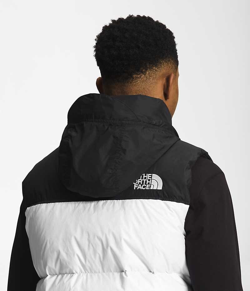 The North Face 1996 Retro Nuptse Aşağı Yelek Erkek Beyaz Siyah | TÜRKIYE GZTF