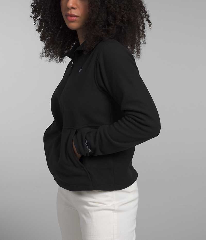 The North Face Alpine Polartec® 100 ¼-Zip Cowl Sweatshirt Kadın Siyah | TÜRKIYE LGOD