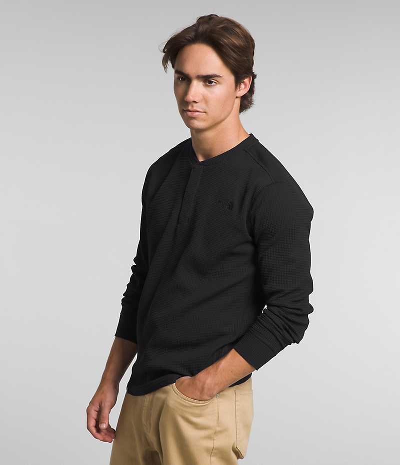The North Face Canyon Fog Thermal Long Sleeve Henley Tişört Erkek Siyah | TÜRKIYE DFMU