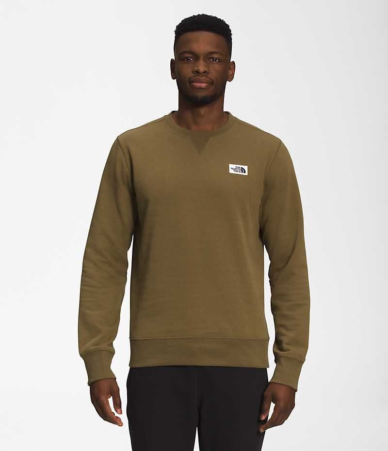 The North Face Heritage Patch Crew Sweatshirt Erkek Zeytin Yeşili | ISTANBUL JART