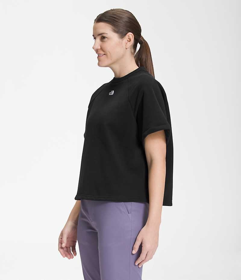 The North Face Kısa Sleeve Felted Fleece Crew Tişört Kadın Siyah | ISTANBUL WALX