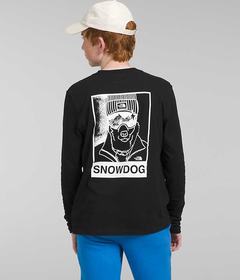 The North Face Long Sleeve Baskılı Tişört Erkek Çocuk Siyah | TÜRKIYE CHRM
