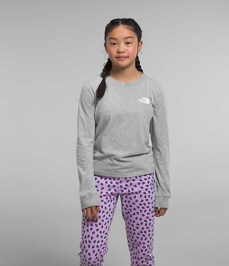 The North Face Long Sleeve Baskılı Tişört Kiz Çocuk Açık Gri | TÜRKIYE QYEF