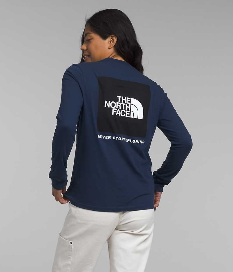 The North Face Long Sleeve Box NSE Tişört Kadın Lacivert | TÜRKIYE LFAX