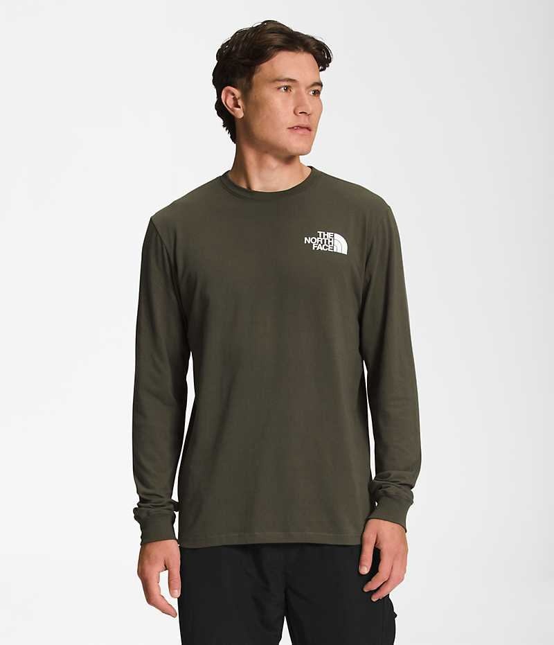 The North Face Long Sleeve Box NSE Tişört Erkek Zeytin Yeşili | TÜRKIYE SXRD