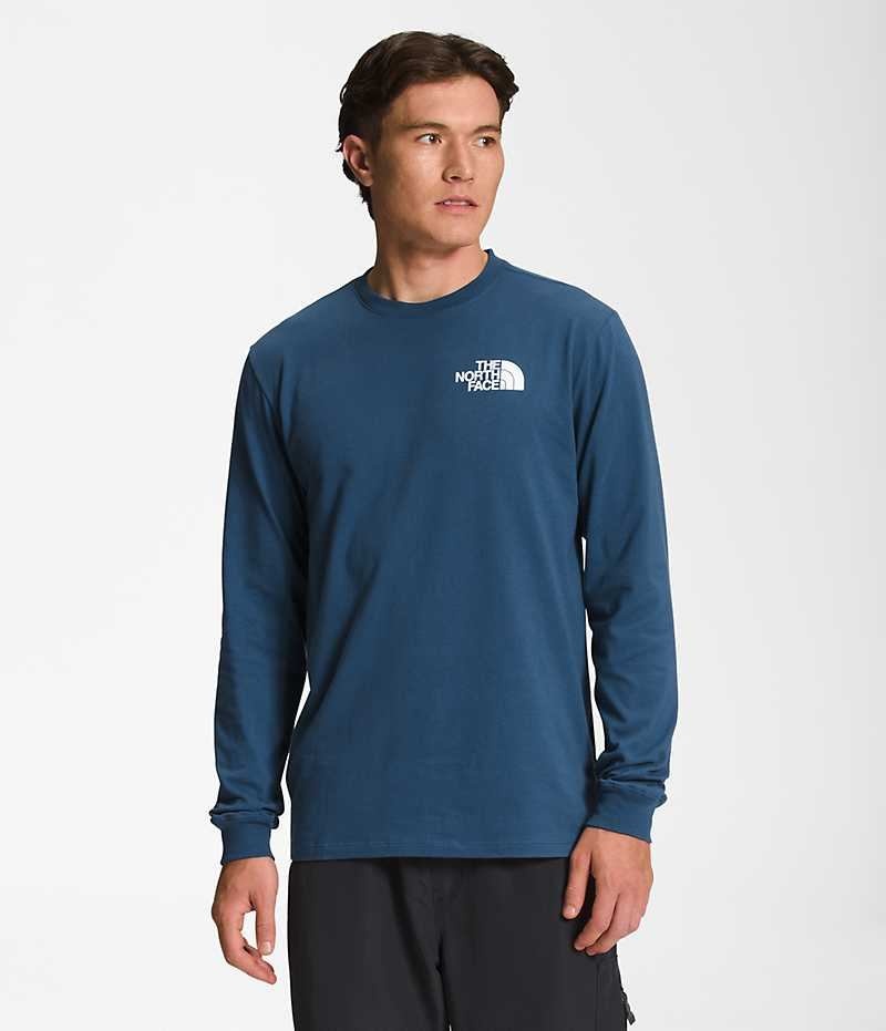 The North Face Long Sleeve Box NSE Tişört Erkek Mavi | TÜRKIYE BXGE