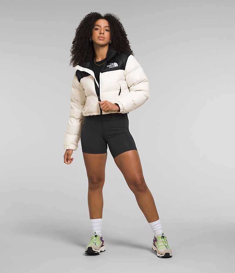 The North Face Nuptse Kısa Aşağı Ceket Kadın Beyaz Siyah | ISTANBUL FLIC