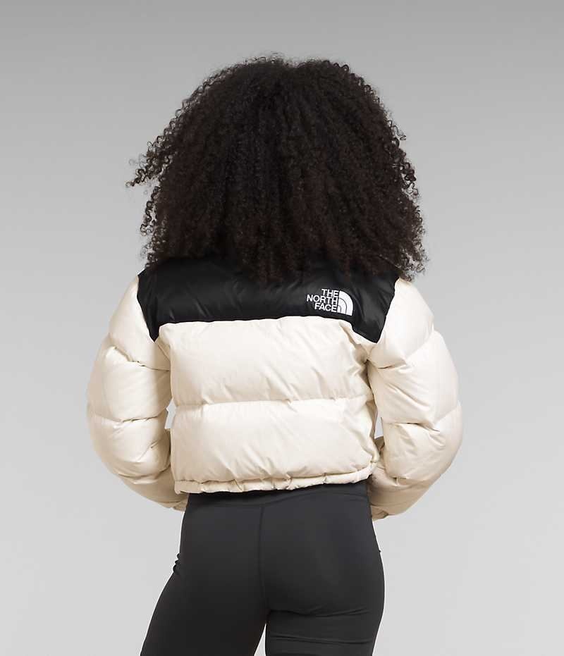 The North Face Nuptse Kısa Aşağı Ceket Kadın Beyaz Siyah | ISTANBUL FLIC