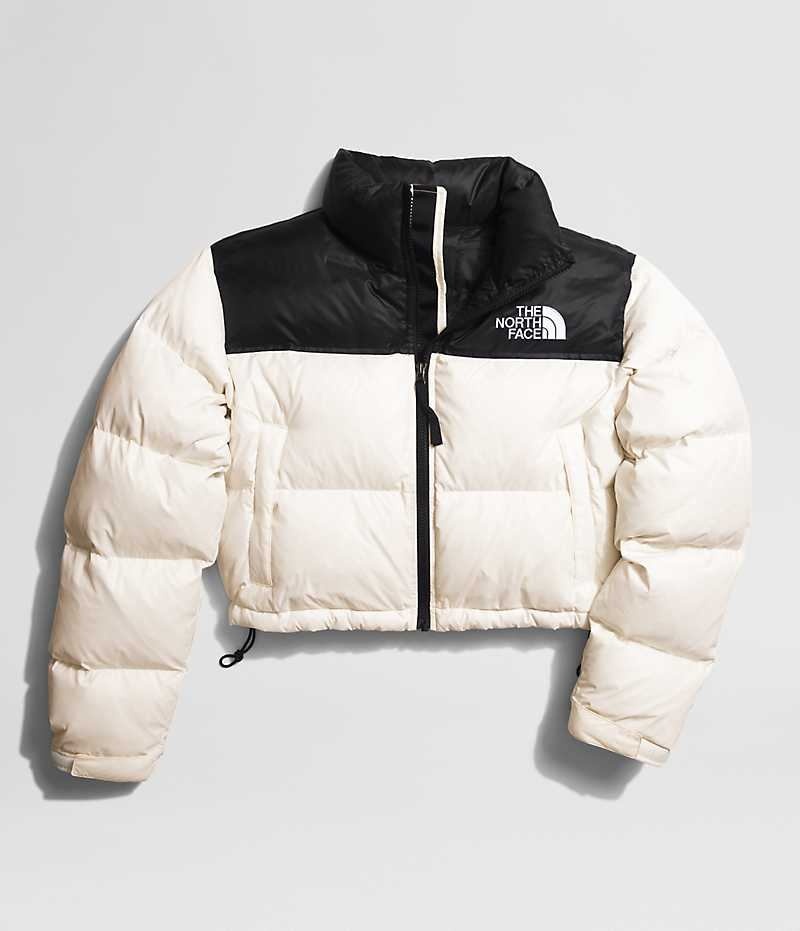 The North Face Nuptse Kısa Aşağı Ceket Kadın Beyaz Siyah | ISTANBUL FLIC
