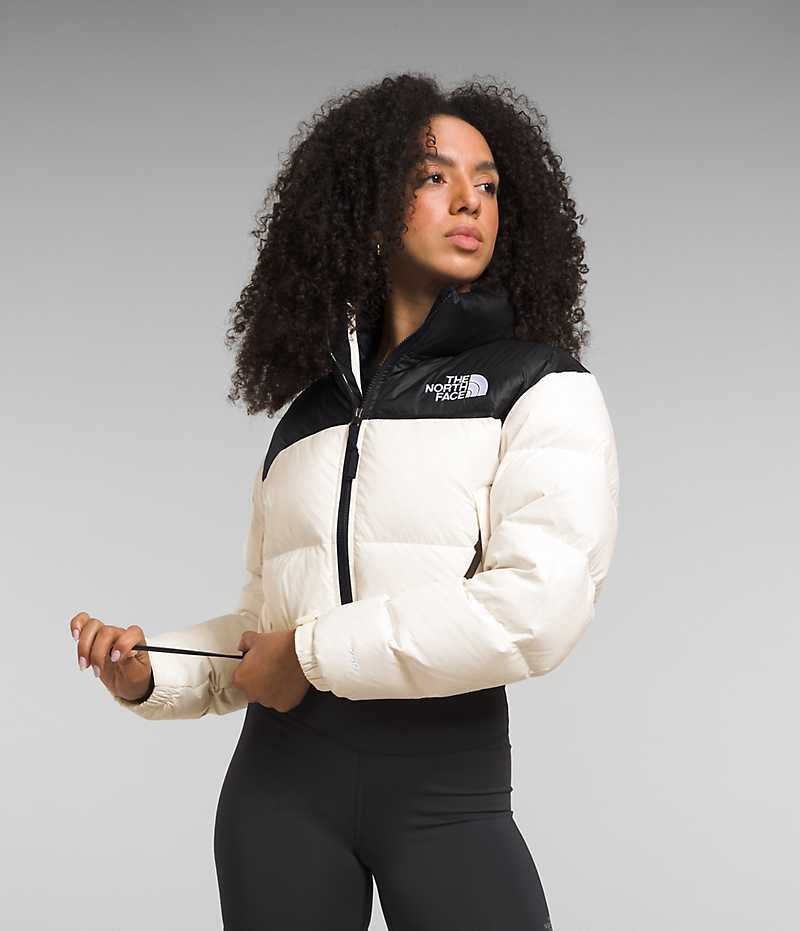 The North Face Nuptse Kısa Aşağı Ceket Kadın Beyaz Siyah | ISTANBUL FLIC