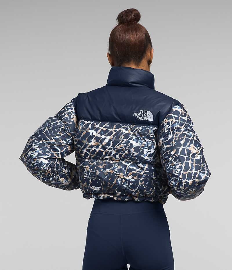 The North Face Nuptse Kısa Aşağı Ceket Kadın Lacivert | TÜRKIYE FIXP