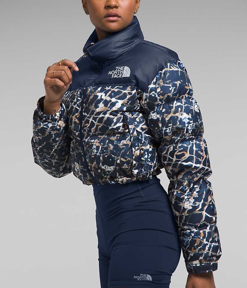 The North Face Nuptse Kısa Aşağı Ceket Kadın Lacivert | TÜRKIYE FIXP
