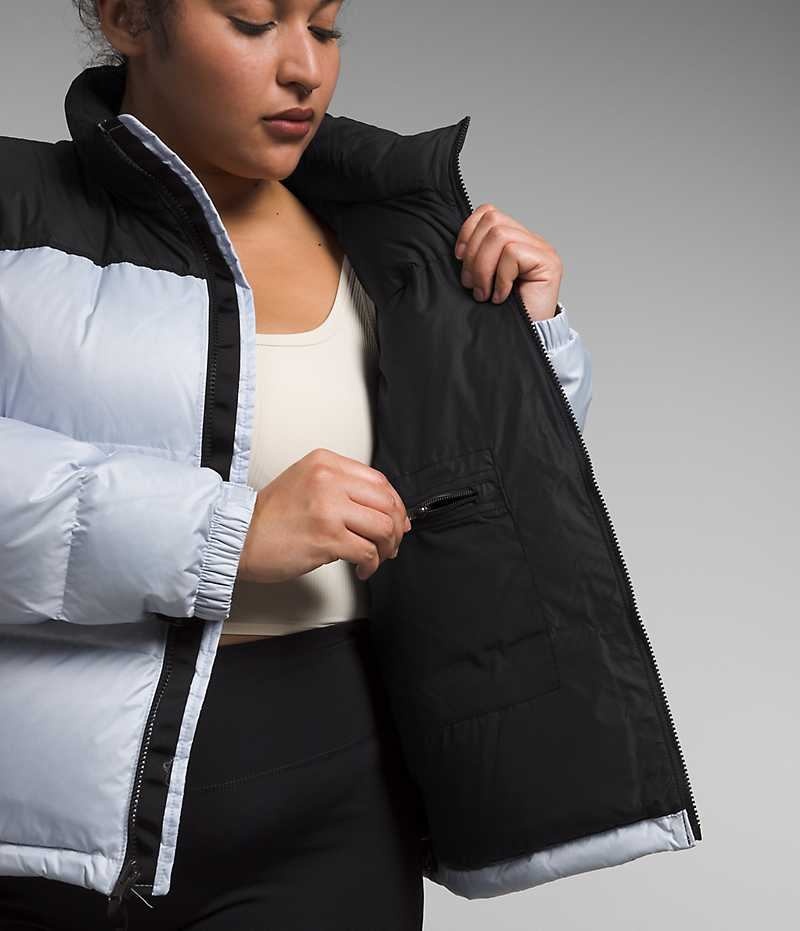 The North Face Plus 1996 Retro Nuptse Aşağı Ceket Kadın Açık Mavi Siyah | ISTANBUL OYZF