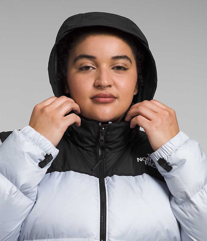 The North Face Plus 1996 Retro Nuptse Aşağı Ceket Kadın Açık Mavi Siyah | ISTANBUL OYZF