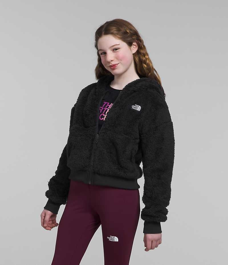The North Face Suave Oso Full-Zip Kukuletalı Polar Ceketler Kiz Çocuk Siyah | TÜRKIYE AXFL