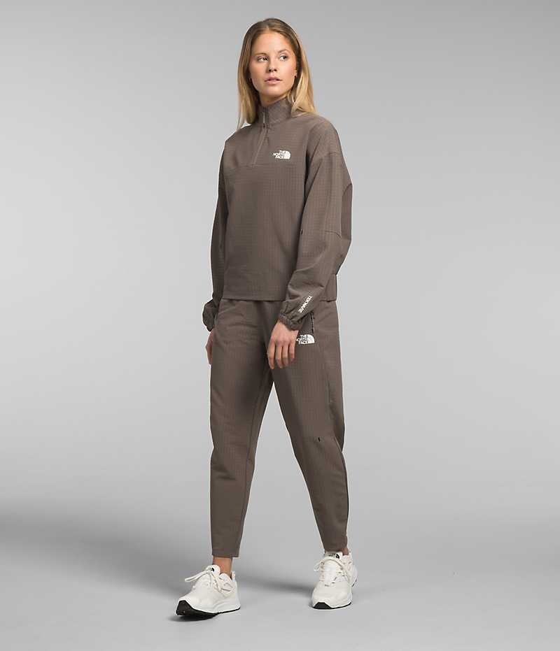 The North Face Tekware™ Grid 1/4 Zip Sweatshirt Kadın Kahverengi | TÜRKIYE LSPC