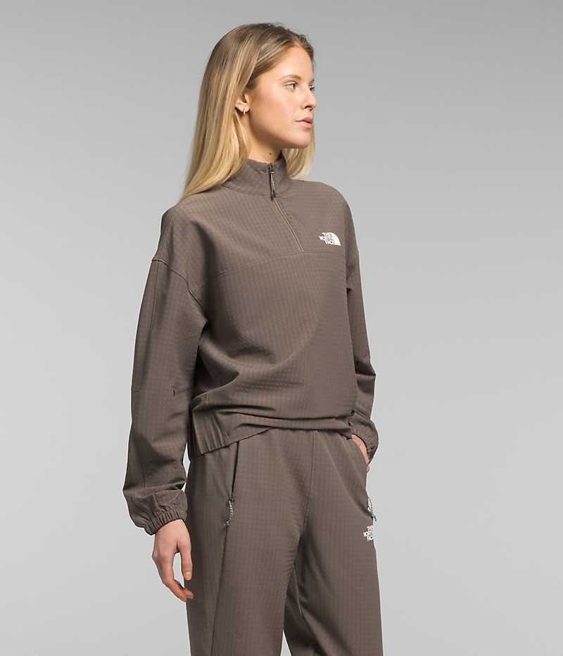 The North Face Tekware™ Grid 1/4 Zip Sweatshirt Kadın Kahverengi | TÜRKIYE LSPC