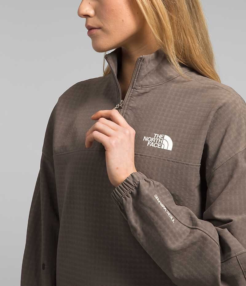 The North Face Tekware™ Grid 1/4 Zip Sweatshirt Kadın Kahverengi | TÜRKIYE LSPC
