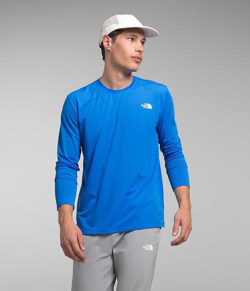 The North Face Wander Long Sleeve Tişört Erkek Mavi | TÜRKIYE KJEC